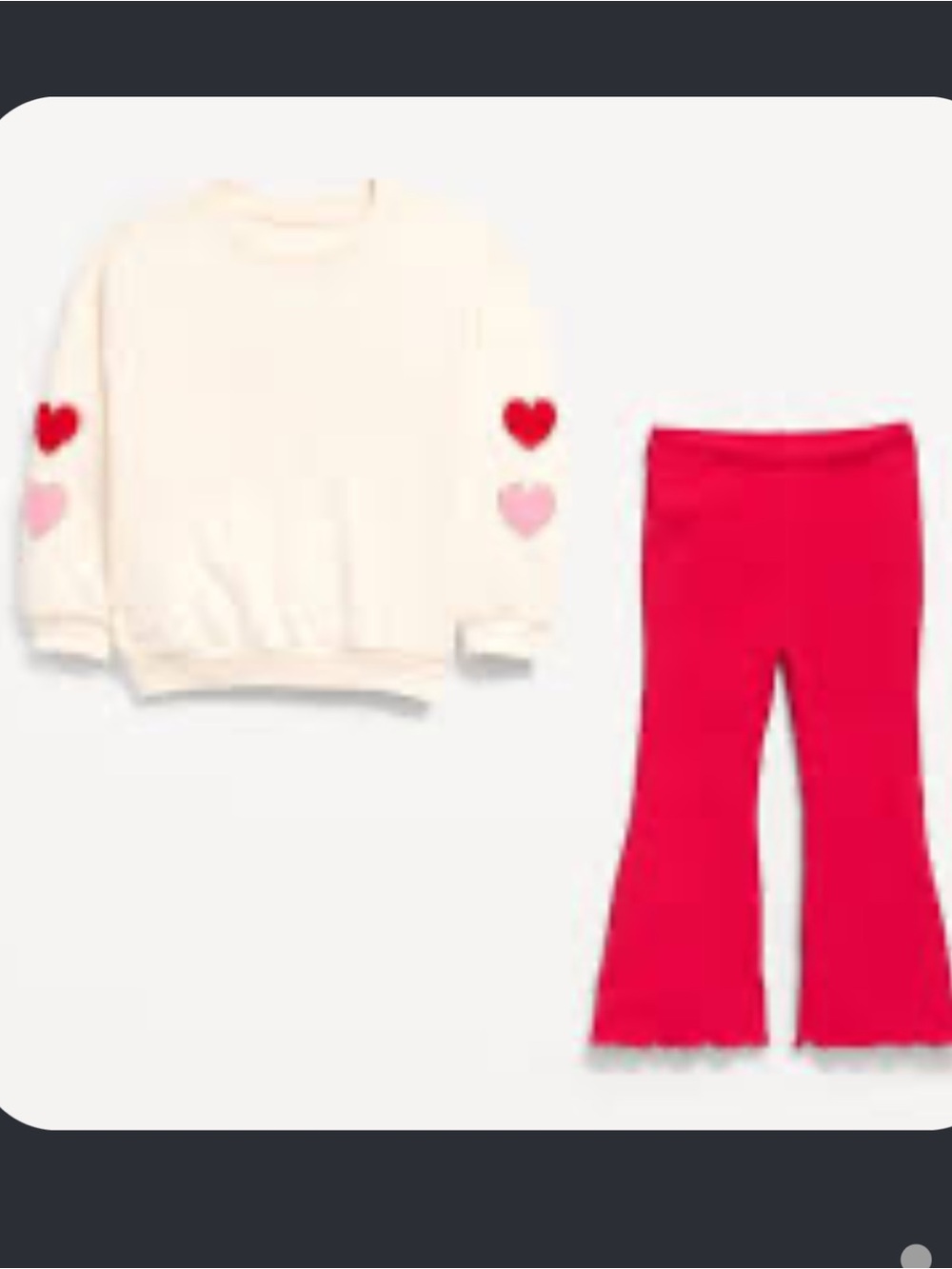 Toddler Girl’s Heart Sweatshirt Red Ribbed Leggings Set Old Navy Valentines 4T